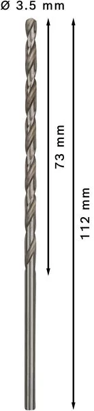 PRO Metal HSS-G spiralna burgija velike dužine, 3,5×73×112 mm, 5 kom. 2608596814