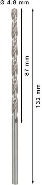PRO Metal HSS-G spiralna burgija velike dužine, 4,8×87×132 mm, 5 kom. 2608596819