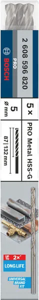 PRO Metal HSS-G spiralna burgija velike dužine, 5×87×132 mm, 5 kom. 2608596820