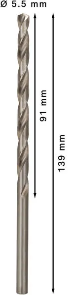 PRO Metal HSS-G spiralna burgija velike dužine, 5,5×91×139 mm, 5 kom. 2608596821