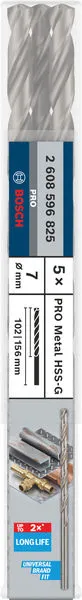 PRO Metal HSS-G spiralna burgija velike dužine, 7×102×156 mm, 5 kom. 2608596825
