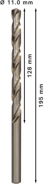 PRO Metal HSS-G spiralna burgija velike dužine, 11×128×195 mm, 5 kom. 2608596833