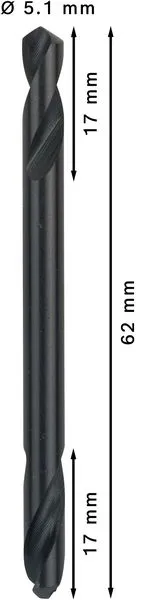 PRO Metal HSS-G dvostrana spiralna burgija, 5,1×17×62 mm, 10 kom. 2608597595