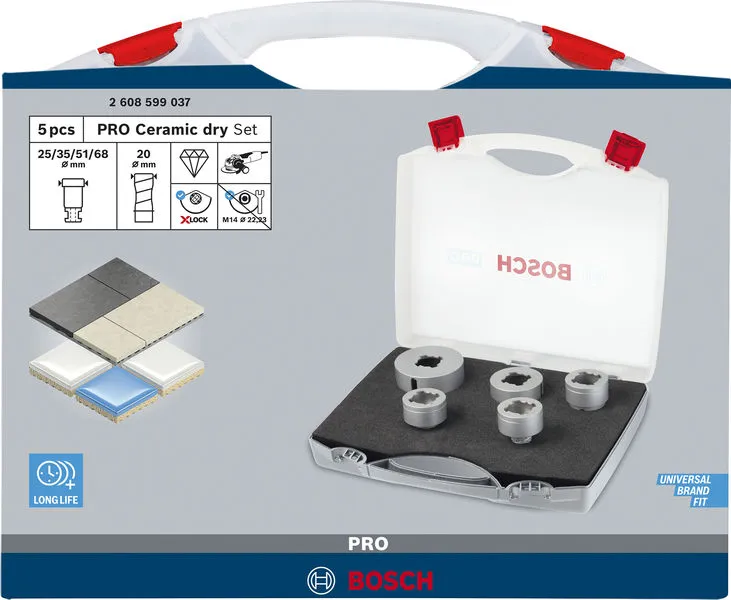 PRO Ceramic dry X-Lock set kruna za bušenje 68×33, 51×33, 35×33, 25×33, 20×33 mm, 5 kom 2608599037