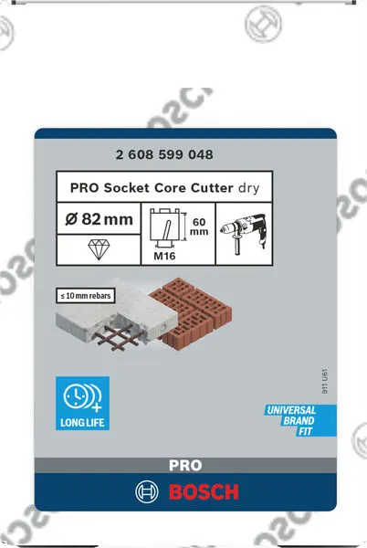 PRO Socket Dijamantska kruna za suvo bušenje betona 82×60 mm, M16 navoj 2608599048
