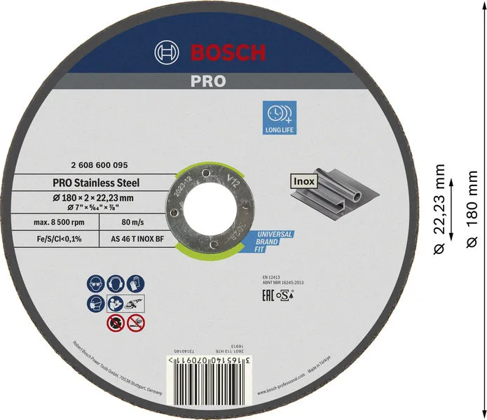 PRO Stainless Steel rezna ploča INOX 180×2×22,23 mm 2608600095