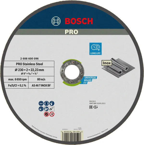 Bosch PRO Stainless Steel rezna ploča INOX 230×2×22,23 mm 2608600096