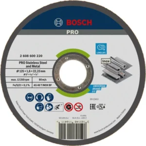 Bosch PRO Stainless Steel and Metal lepljena rezna ploča 125×1.6×22,23 mm, ravna, oSa 2608600220