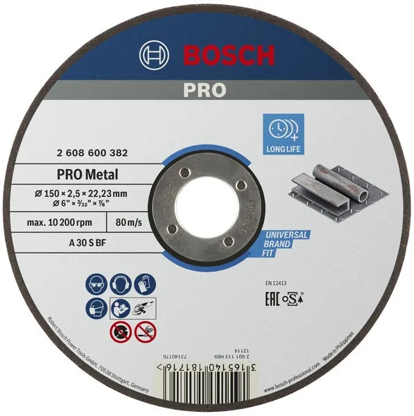 Bosch PRO Metal lepljena rezna ploča 150×2,5×22,23 mm, oSa 2608600382