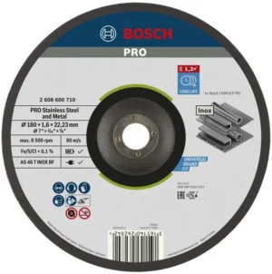 Bosch PRO Stainless Steel and Metal lepljena rezna ploča 180×1,6×22,23 mm, sa uvučenim centrom, oSa 2608600710