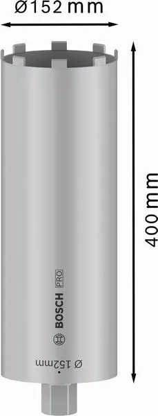 PRO Dijamantska kruna za suvo bušenje betona 152×400 mm, 1 1/4 inča UNC 2608601413