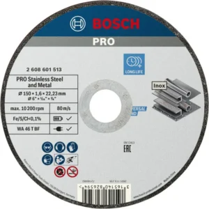 Bosch PRO Stainless Steel and Metal lepljena rezna ploča 150×1,6×22,23 mm, ravna 2608601513