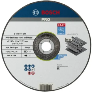 Bosch PRO Stainless Steel and Metal lepljena rezna ploča 230×1,9×22,23 mm, sa uvučenim centrom 2608601514
