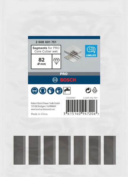 Segmenti za PRO Core Cutter wet, 82×10 mm, UNC od 1 1/4 inča, 7 kom. 2608601751