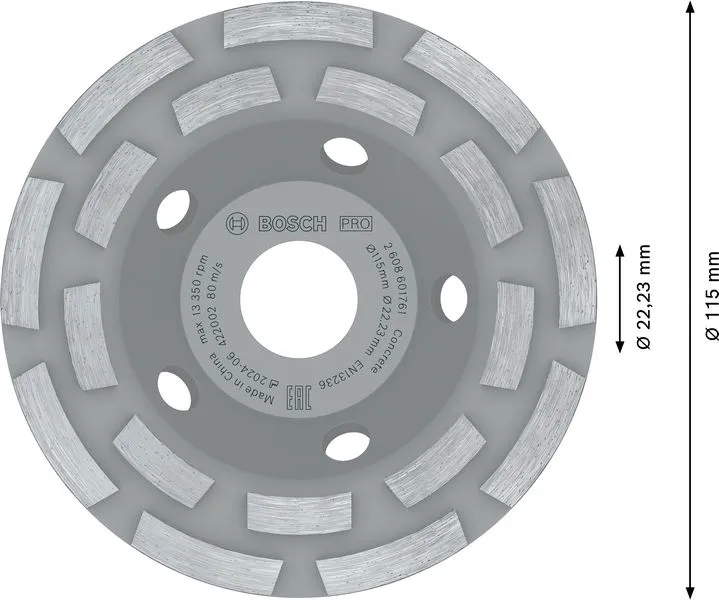PRO Concrete dijamantska lončasta ploča 50×115 mm, 22,23 mm 2608601761