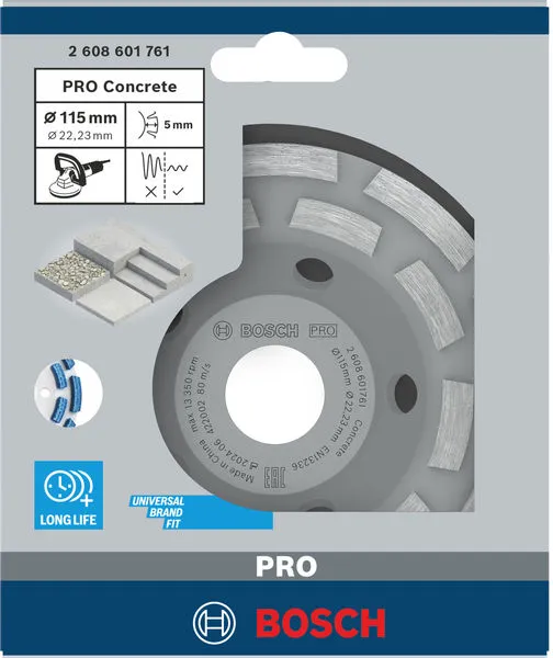 PRO Concrete dijamantska lončasta ploča 50×115 mm, 22,23 mm 2608601761