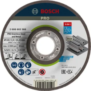 Bosch PRO Stainless Steel and Metal 3-in-1 lepljeni disk 115×2,5×22,23 mm 2608602388