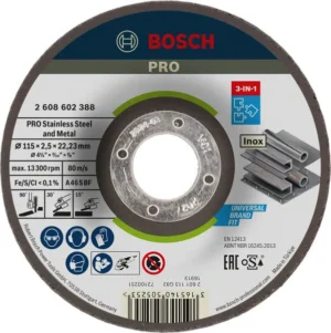 Bosch PRO Stainless Steel and Metal 3-in-1 lepljeni disk 115×2,5×22,23 mm 2608602388