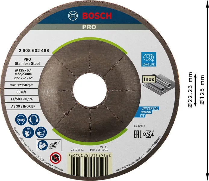 PRO Stainless Steel brusni disk 125×6×22,23 mm 2608602488
