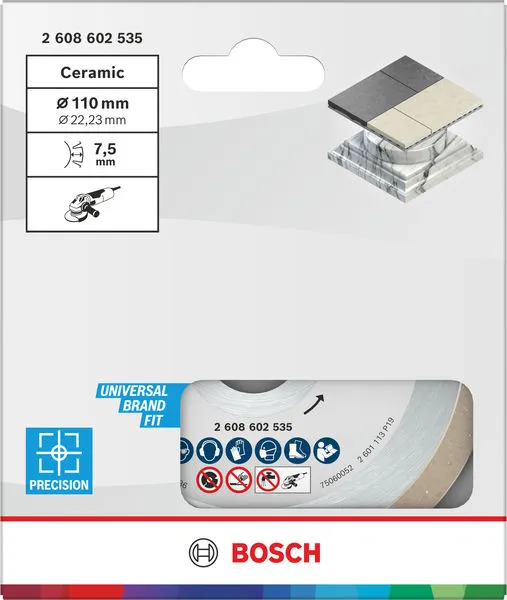Ceramic Dijamantska rezna ploča 110×7,5 mm, otvor 22,23 mm 2608602535
