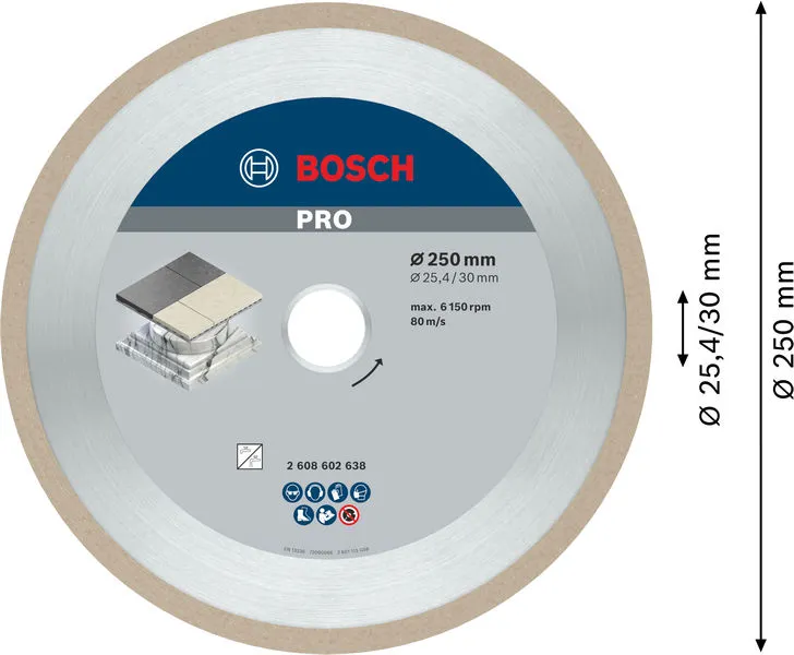 PRO Ceramic dijamantska rezna ploča 250×30/25,4 mm 2608602638