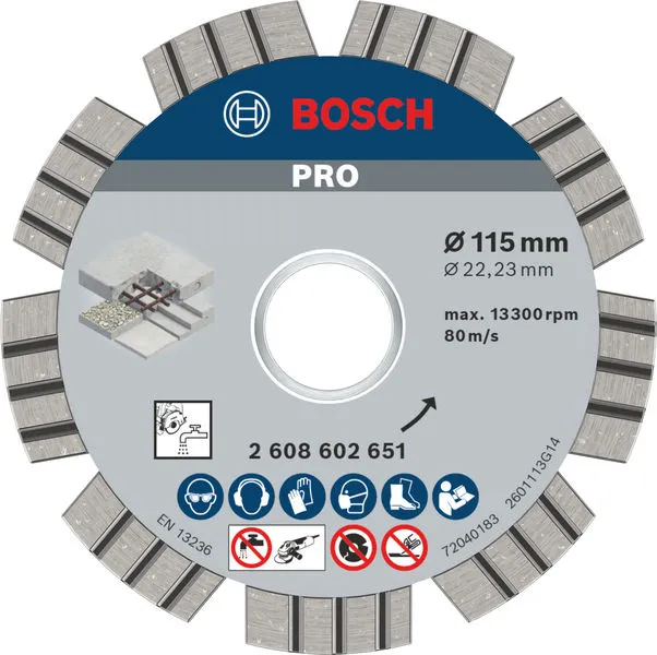 Bosch PRO Concrete dijamantska rezna ploča 115×22,23 mm 2608602651