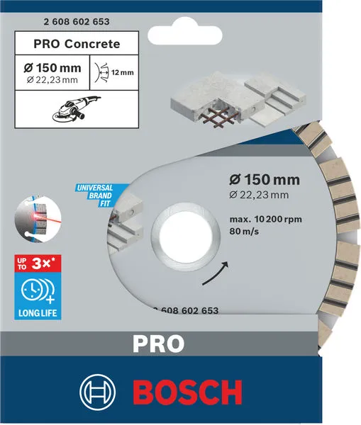 PRO Concrete dijamantska rezna ploča 150×22,23 mm 2608602653