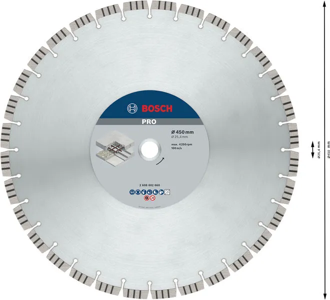 PRO Concrete dijamantska rezna ploča 450×25,4 mm 2608602660