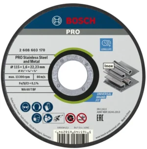 Bosch PRO Stainless Steel and Metal lepljena rezna ploča 115×1,6×22,23 mm, ravna 2608603170