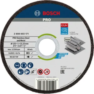 Bosch PRO Stainless Steel and Metal lepljena rezna ploča 125×1×22,23 mm, ravna 2608603171