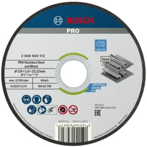 Bosch PRO Stainless Steel and Metal lepljena rezna ploča 125×1,6×22,23 mm, ravna 2608603172