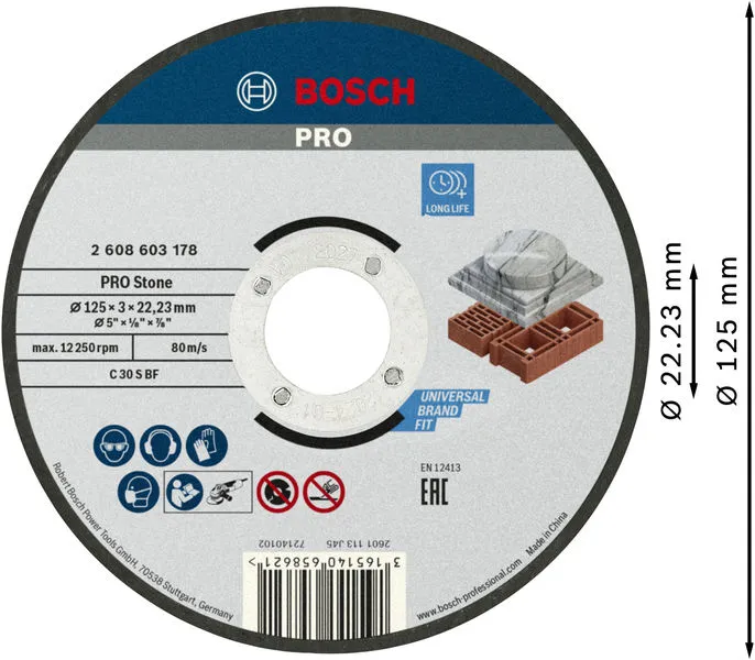 PRO Stone rezna ploča 125×3×22,23 mm 2608603178