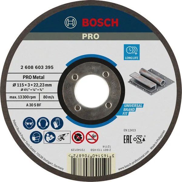Bosch PRO Metal lepljena rezna ploča, 115×3×22,23 mm 2608603395