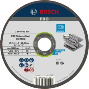 Bosch PRO Stainless Steel and Metal lepljena rezna ploča, 150×1,6×22,23 mm, ravna, oSa 2608603405