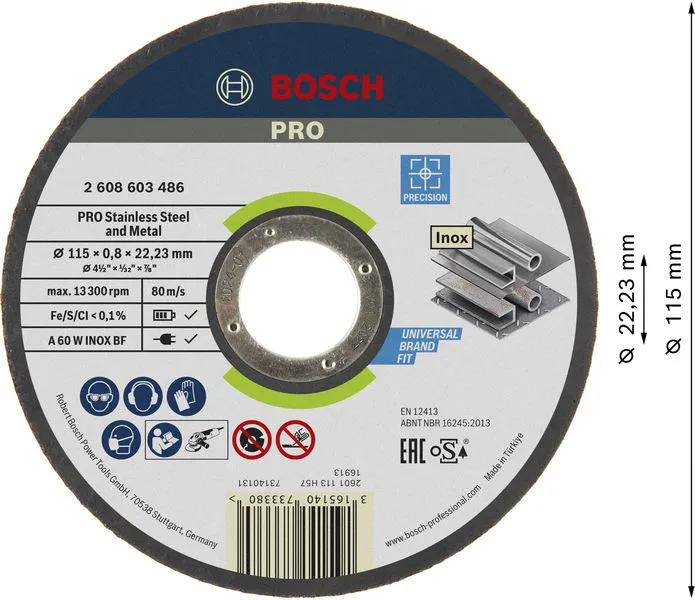 PRO Stainless Steel and Metal rezna ploča 115×0,8×22,23 mm 2608603486