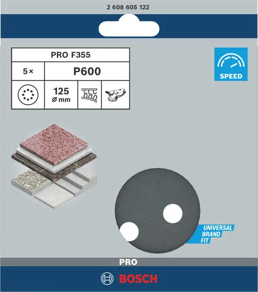 PRO F355 brusni disk, 125 mm, G600, 5 kom. 2608605122