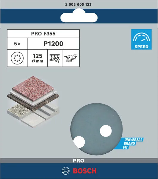PRO F355 brusni disk, 125 mm, G1200, 5 kom. 2608605123