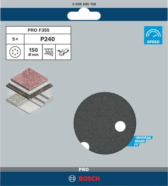 PRO F355 brusni disk, 150 mm, G240, 5 kom. 2608605128