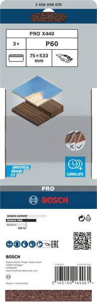 PRO X440 brusna traka 75×533 mm, G60, 3 kom 2608606070