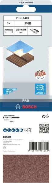 PRO X440 brusna traka, 75×610 mm, G40, 3 kom. 2608606089