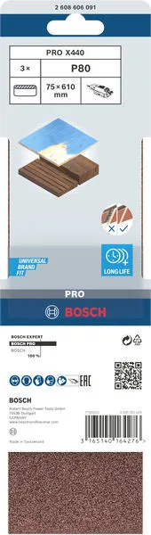 PRO X440 brusna traka, 75×610 mm, G80, 3 kom. 2608606091