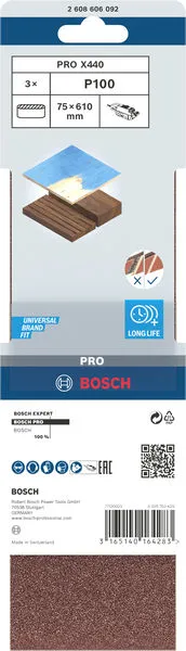PRO X440 brusna traka, 75×610 mm, G100, 3 kom. 2608606092