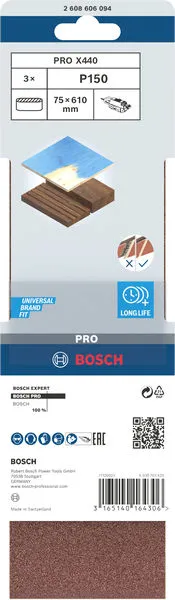 PRO X440 brusna traka, 75×610 mm, G150, 3 kom. 2608606094