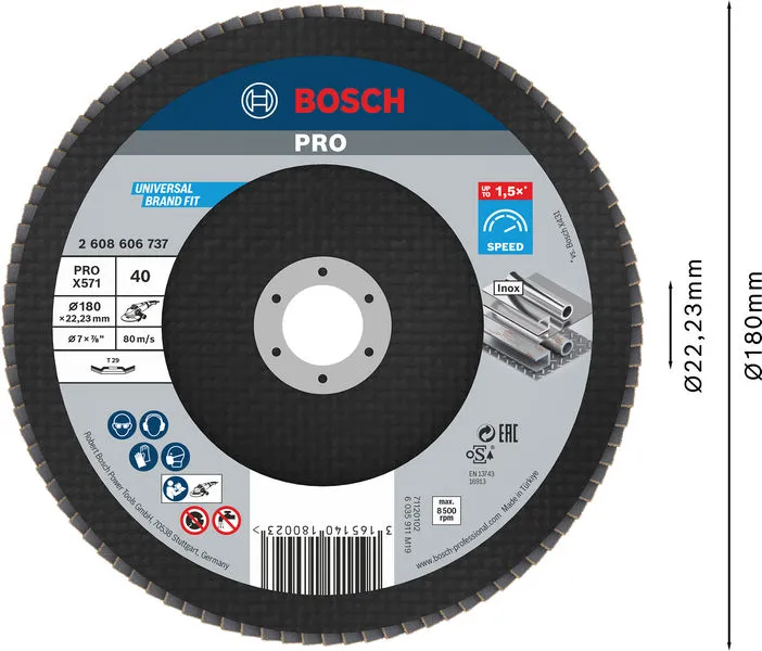 PRO X571 lamelna brusna ploča ravan 180 mm, G40 2608606737