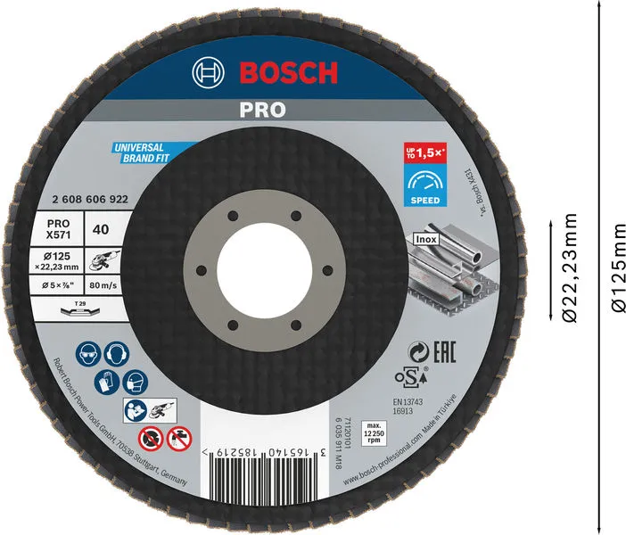 PRO X571 lamelna brusna ploča pod uglom 125 mm, G40 2608606922