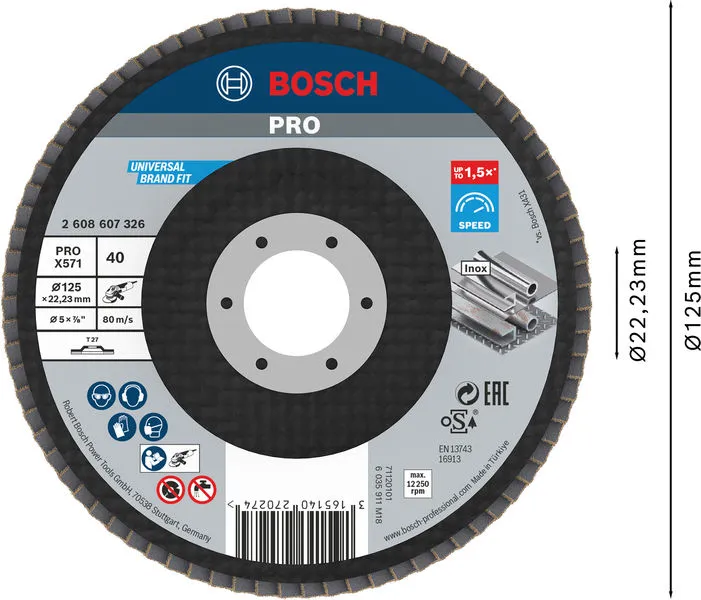 PRO X571 lamelna brusna ploča ravan 125 mm, G40 2608607326