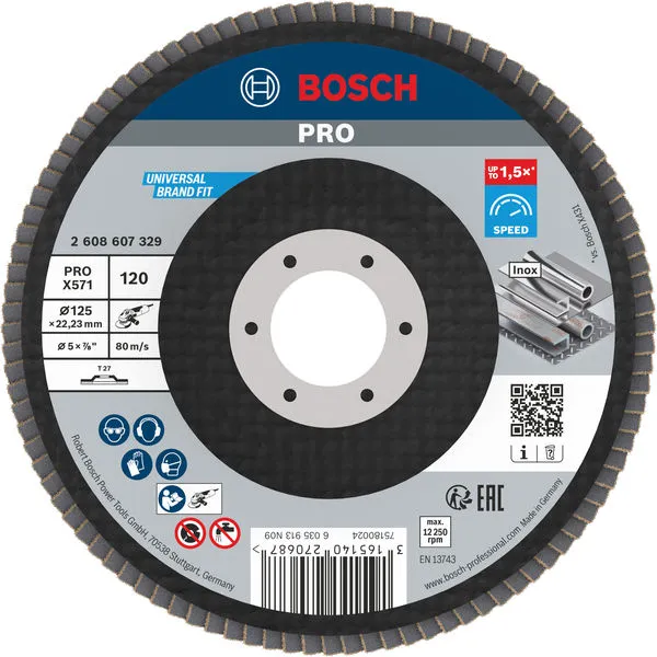 Bosch PRO X571 lamelna brusna ploča, ravan, 125 mm, G120 2608607329
