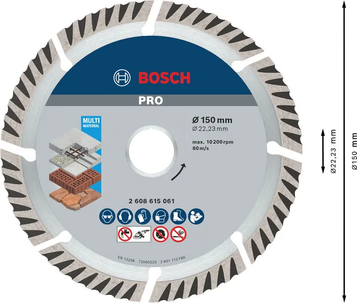 PRO Multi Material dijamantska rezna ploča 150×22,23 mm, 10 kom 2608615062