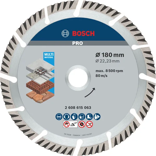 Bosch PRO Multi Material dijamantska rezna ploča 180×22,23 mm, 10 kom 2608615064