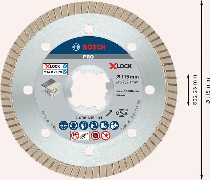PRO Ceramic X-Lock dijamantska rezna ploča 115×22,23 mm, 22,23 mm 2608615131